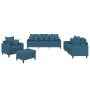 Juego de sofás con cojines 4 piezas terciopelo azul by , Sofas - Ref: Foro24-3201699, Price: 719,59 €, Discount: %