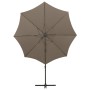 Freischwingender Sonnenschirm mit Mast und LED-Leuchten taupe grau 300 cm von vidaXL, Sonnenschirme - Ref: Foro24-312339, Pre...