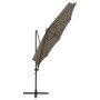 Freischwingender Sonnenschirm mit Mast und LED-Leuchten taupe grau 300 cm von vidaXL, Sonnenschirme - Ref: Foro24-312339, Pre...