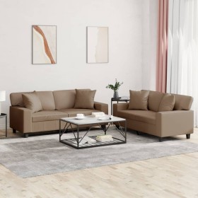 Juego de sofás con cojines 2 piezas cuero sintético capuchino von , Sofas - Ref: Foro24-3201928, Preis: 531,07 €, Rabatt: %