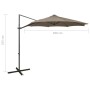 Freischwingender Sonnenschirm mit Mast und LED-Leuchten taupe grau 300 cm von vidaXL, Sonnenschirme - Ref: Foro24-312339, Pre...