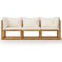 3-seater garden sofa with cream-colored solid acacia wood cushion by vidaXL, Garden sets - Ref: Foro24-3057638, Price: 306,38...