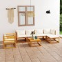 Garden furniture 7 pcs cream cushions solid acacia wood by vidaXL, Garden sets - Ref: Foro24-3057637, Price: 630,39 €, Discou...