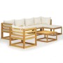 Garden furniture 7 pcs cream cushions solid acacia wood by vidaXL, Garden sets - Ref: Foro24-3057637, Price: 630,39 €, Discou...