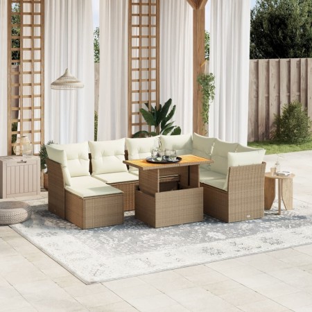 Juego de sofás de jardín con cojines beige 8 pzas ratán PE by , Garden sets - Ref: Foro24-3275494, Price: 646,44 €, Discount: %