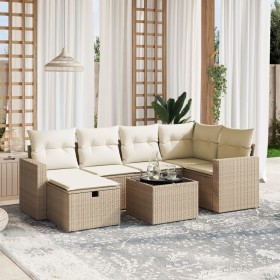 Set sofás de jardín 7 piezas y cojines ratán sintético beige de , Conjuntos de jardín - Ref: Foro24-3263494, Precio: 595,60 €...