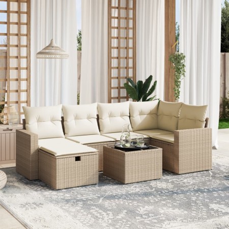 Set sofás de jardín 7 piezas y cojines ratán sintético beige de , Conjuntos de jardín - Ref: Foro24-3263494, Precio: 595,60 €...