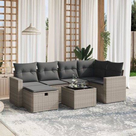 Set de sofás de jardín 7 piezas con cojines ratán PE gris | Foro24|Onlineshop| Casa, Jardín y Más Foro24.es