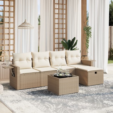 Juego de sofás jardín con cojines 6 pzas ratán sintético beige by , Garden sets - Ref: Foro24-3263784, Price: 464,25 €, Disco...