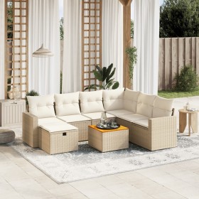 Juego de sofás de jardín con cojines beige 8 pzas ratán PE by , Garden sets - Ref: Foro24-3264852, Price: 596,66 €, Discount: %