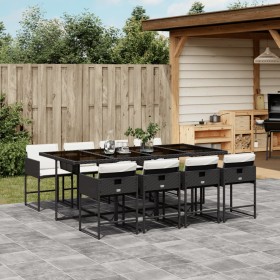 Set de comedor de jardín 9 pzas y cojines ratán sintético negro by , Garden sets - Ref: Foro24-3211278, Price: 567,97 €, Disc...