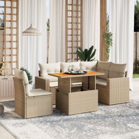 Juego de sofás jardín con cojines 6 pzas ratán sintético beige by , Garden sets - Ref: Foro24-3271317, Price: 559,42 €, Disco...