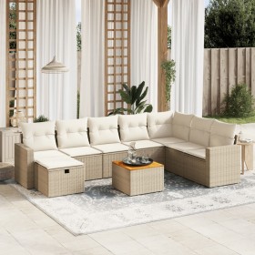 Set de sofás de jardín 9 pzas con cojines ratán sintético beige von , Gartensets - Ref: Foro24-3264873, Preis: 718,97 €, Raba...