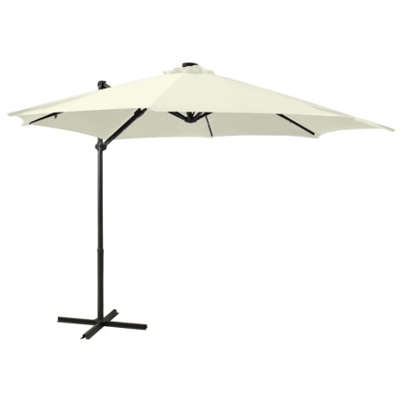 Cantilever parasol with pole and LED lights sand 300 cm by vidaXL, Umbrellas - Ref: Foro24-312328, Price: 159,14 €, Discount: %