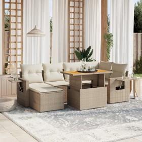 Set sofás de jardín 7 piezas y cojines ratán sintético beige de , Conjuntos de jardín - Ref: Foro24-3275704, Precio: 641,95 €...