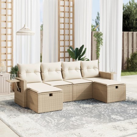 Juego de sofás jardín con cojines 6 pzas ratán sintético beige by , Garden sets - Ref: Foro24-3263854, Price: 465,83 €, Disco...