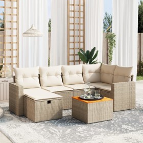 Set sofás de jardín 7 piezas y cojines ratán sintético beige von , Gartensets - Ref: Foro24-3264838, Preis: 577,22 €, Rabatt: %