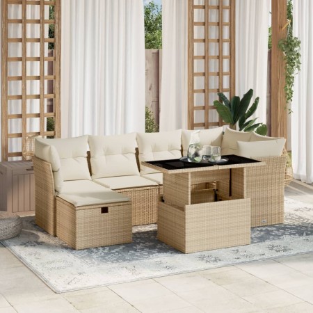 Set sofás de jardín 7 piezas y cojines ratán sintético beige by , Garden sets - Ref: Foro24-3274658, Price: 624,78 €, Discoun...