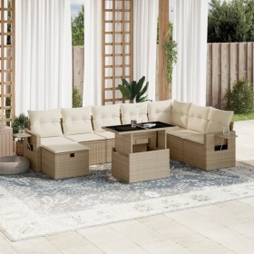 Set de sofás de jardín 9 pzas con cojines ratán sintético beige de , Conjuntos de jardín - Ref: Foro24-3275028, Precio: 773,7...