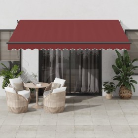 Toldo retráctil automático color burdeos 400x350