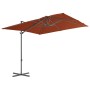 Sombrilla voladiza con poste de acero terracota 250x250 cm de vidaXL, Sombrillas - Ref: Foro24-312309, Precio: 111,08 €, Desc...