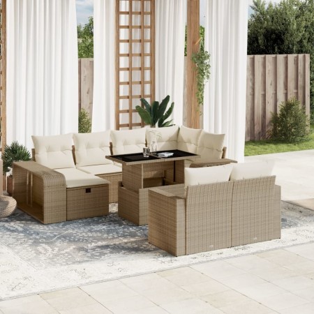 Set de sofás de jardín 11pzas con cojines ratán sintético beige by , Garden sets - Ref: Foro24-3276504, Price: 838,99 €, Disc...