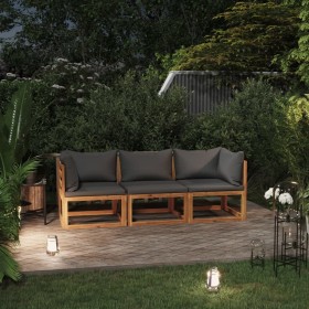 3-Sitzer-Gartensofa mit Kissen aus massivem Akazienholz von vidaXL, Gartensets - Ref: Foro24-3057607, Preis: 315,87 €, Rabatt: %