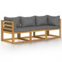 3-Sitzer-Gartensofa mit Kissen aus massivem Akazienholz von vidaXL, Gartensets - Ref: Foro24-3057607, Preis: 315,87 €, Rabatt: %