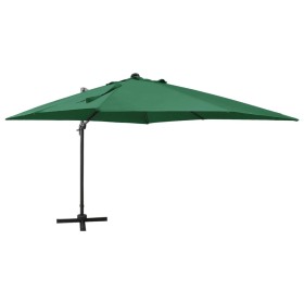 Cantilever umbrella with pole and green LED lights 300 cm by vidaXL, Umbrellas - Ref: Foro24-312345, Price: 197,53 €, Discoun...