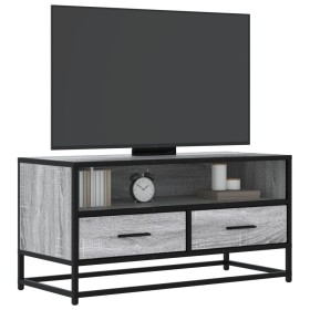 Mueble TV madera ingeniería y metal roble ahumado