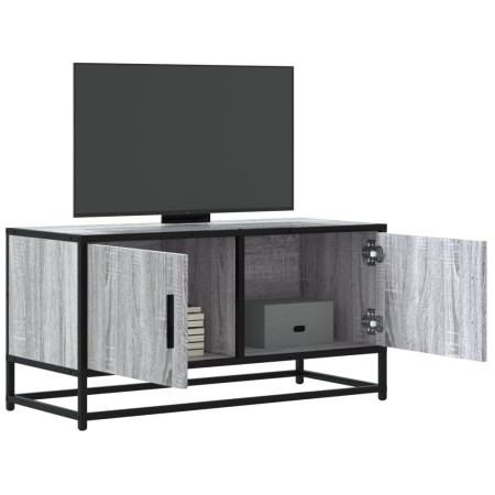 Mueble TV madera ingeniería y metal roble ahumado 80x34,5x40 cm von , TV-Möbel - Ref: Foro24-848827, Preis: 72,01 €, Rabatt: %