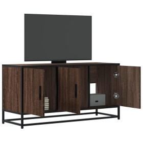 Mueble TV madera ingeniería y metal marrón roble 100x35x50 cm von , TV-Möbel - Ref: Foro24-848833, Preis: 101,51 €, Rabatt: %