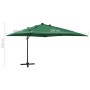 Sombrilla voladiza con poste y luces LED verde 300 cm de vidaXL, Sombrillas - Ref: Foro24-312345, Precio: 197,38 €, Descuento: %