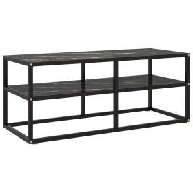 Black TV cabinet with black marble glass 100x40x40 cm by vidaXL, TV Furniture - Ref: Foro24-322858, Price: 97,99 €, Discount: %