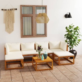 Garden furniture 7 pcs cream cushions solid acacia wood by vidaXL, Garden sets - Ref: Foro24-3057652, Price: 608,99 €, Discou...