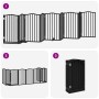 Puerta para perros plegable 9 paneles madera álamo negra 450 cm by , Dog kennels and fences - Ref: Foro24-3155600, Price: 132...