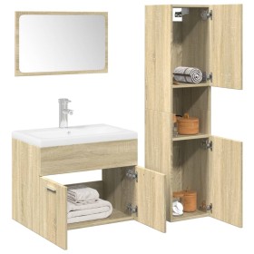 Set de muebles de baño 3 pzas madera contrachapada roble Sonoma by , Bathroom furniture - Ref: Foro24-3324993, Price: 110,87 ...