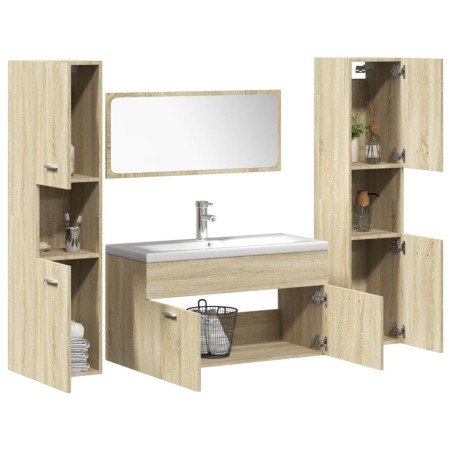 Juego de muebles de baño 5 pzas madera ingeniería roble Sonoma by , Bathroom furniture - Ref: Foro24-3325012, Price: 365,49 €...