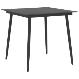 Garden dining table made of black steel and glass, 80x80x74 cm. by vidaXL, Garden tables - Ref: Foro24-313114, Price: 119,99 ...