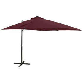 Cantilever umbrella with pole and LED lights burgundy 250 cm by vidaXL, Umbrellas - Ref: Foro24-312326, Price: 112,12 €, Disc...