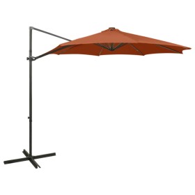 Cantilever parasol with pole and terracotta LED lights 300 cm by vidaXL, Umbrellas - Ref: Foro24-312343, Price: 87,27 €, Disc...