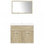 Set de muebles de baño 3 pzas madera contrachapada roble Sonoma de , Muebles de baño - Ref: Foro24-3324987, Precio: 171,93 €,...