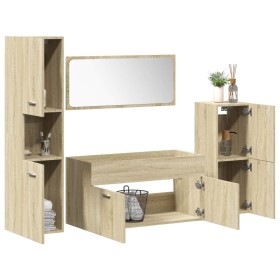 Juego de muebles de baño 4 pzas contrachapada roble Sonoma de , Muebles de baño - Ref: Foro24-3324991, Precio: 171,13 €, Desc...