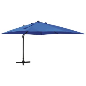 Cantilever umbrella with pole and light blue LED lights 300 cm by vidaXL, Umbrellas - Ref: Foro24-312349, Price: 146,99 €, Di...