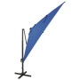 Sombrilla voladiza con poste y luces LED azul celeste 300 cm de vidaXL, Sombrillas - Ref: Foro24-312349, Precio: 146,10 €, De...