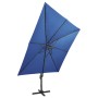 Sombrilla voladiza con poste y luces LED azul celeste 300 cm de vidaXL, Sombrillas - Ref: Foro24-312349, Precio: 146,10 €, De...