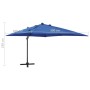 Sombrilla voladiza con poste y luces LED azul celeste 300 cm de vidaXL, Sombrillas - Ref: Foro24-312349, Precio: 146,10 €, De...