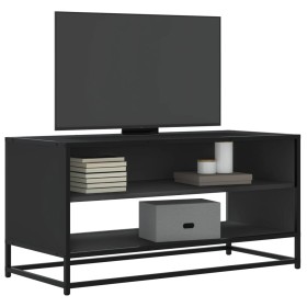 Mueble de TV madera de ingeniería y metal negro 91x40x46 cm de , Muebles TV - Ref: Foro24-848884, Precio: 67,75 €, Descuento: %