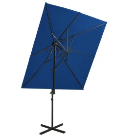 Ampelschirm mit Doppelbespannung azurblau 250x250 cm von vidaXL, Sonnenschirme - Ref: Foro24-312365, Preis: 137,99 €, Rabatt: %