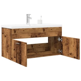 Mueble baño con lavabo integrado madera envejecida